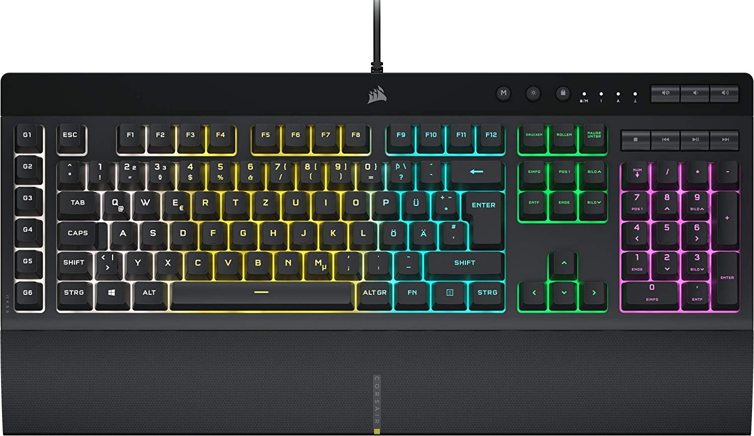 Геймърска клавиатура Corsair K55 RGB PRO, черен, USB